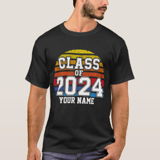 Klasse des Retro-Sonnenuntergangs 2024 T-Shirt