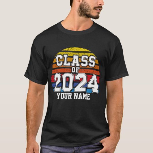 Klasse des Retro-Sonnenuntergangs 2024 T-Shirt (Vorderseite)