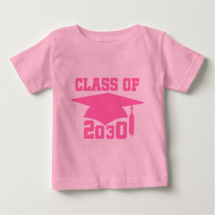 Klasse des rosa Hutes des Absolvent-2030 Baby T-shirt