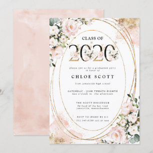 Klasse des rosa-rosa-goldenen Abschlusses 2020 Einladung