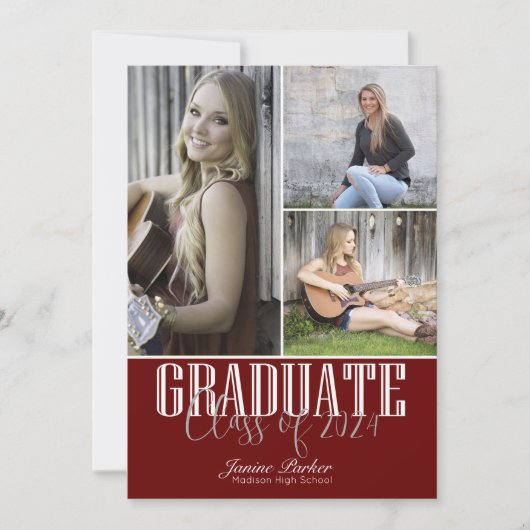 Klasse des roten Abschlusses mit vier Fotos hinzuf Ankündigung (Vorderseite)