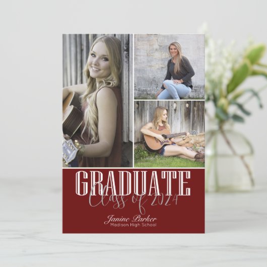 Klasse des roten Abschlusses mit vier Fotos hinzuf Ankündigung (Stehend Vorderseite)