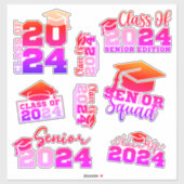 Klasse des roten Rosa-Vinyl-Stickers 2024, kundens Aufkleber (Blatt)