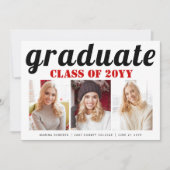 Klasse des roten Typografie-Fotos mit Hochschulabs Einladung (Vorderseite)