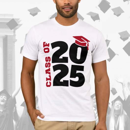 Klasse des roten und schwarzen Absolventen 2025 T-Shirt