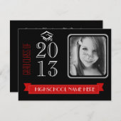 Klasse des roten und schwarzen Fotos Grad 2013 Einladung (Vorne/Hinten)