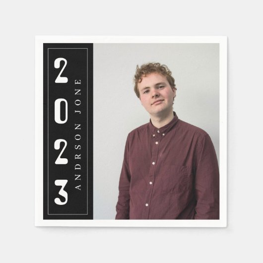 Klasse des Royal Black Graduation Party Fotos 2023 Serviette (Vorderseite)