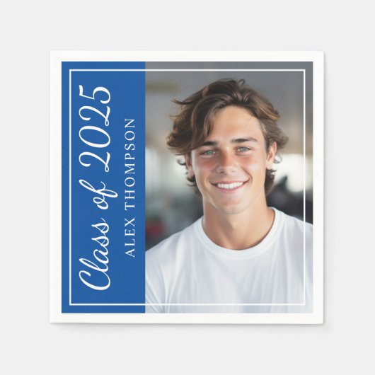 Klasse des Royal Blue Graduation Party Fotos 2025 Serviette (Vorderseite)