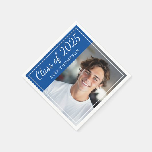 Klasse des Royal Blue Graduation Party Fotos 2025 Serviette (Ecke)