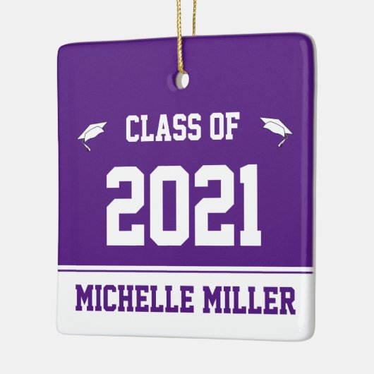 Klasse des Royal Lila and White Abschluss 2021 Keramikornament (Links)