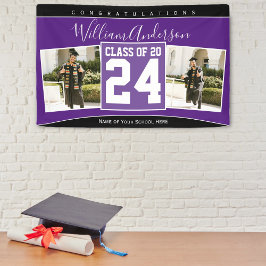 Klasse des Royal Lila Black Abschluss Fotos 2024 Banner