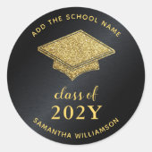 Klasse des Schwarz-Gold-Abschlusses mit Abschluss Runder Aufkleber (Vorderseite)