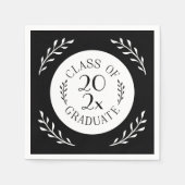 Klasse des Schwarz-weißen botanischen Graduate Chi Serviette (Vorderseite)