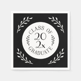 Klasse des Schwarz-weißen botanischen Graduate Chi Serviette