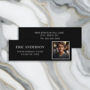 Klasse des Schwarz-weißen Fotos mit 2024 Abschluss Mini Visitenkarte