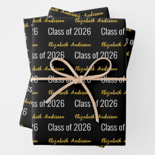 Klasse des Schwarz-weißen Goldes von Grad 2025 Geschenkpapier Set