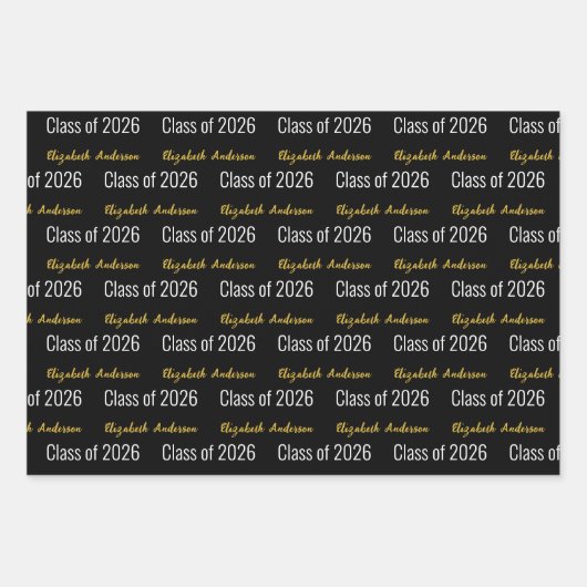 Klasse des Schwarz-weißen Goldes von Grad 2025 Geschenkpapier Set (Vorderseite)