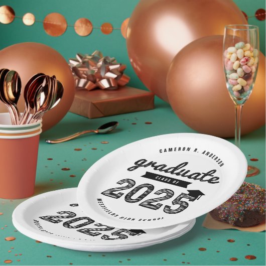 Klasse des Schwarzen Sketch Abschluss Grad Party 2 Pappteller (Multi)