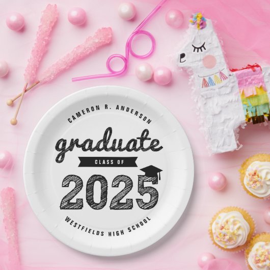 Klasse des Schwarzen Sketch Abschluss Grad Party 2 Pappteller (Party)