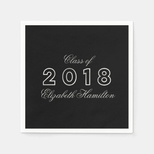 Klasse des Silver & Black Elegant Abschlusses 2018 Serviette (Vorderseite)