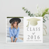 Klasse des Silver Foil Abschluss Hat Foto 2016 Einladung (Stehend Vorderseite)