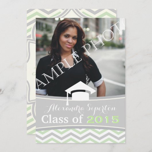 Klasse des Zickzack Grau-Grau-Grades 2015, Minze-G Einladung (Vorne/Hinten)