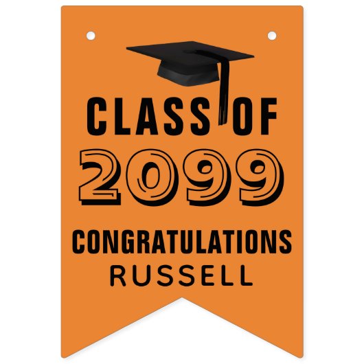 Klasse | Editable Orange | Foto Abschluss Wimpelkette (Erste Fahne)