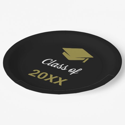 Klasse eines Glückwunschs Grad Graduation Cap Pappteller (Schrägansicht)