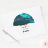 Klasse Elegant Aquamarin Agate Kitchen Runder Aufkleber (Umschlag)