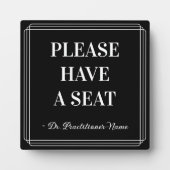 Klasse, elegant "BITTE SITZ HABEN" + Name Fotoplatte (Vorderseite)