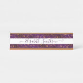 Klasse Elegant Dark Lila Berufliche Blüte Schreibtischnamensplakette (Vorderseite )