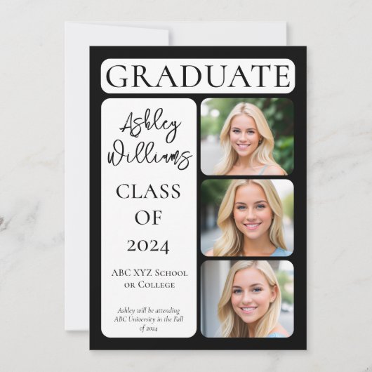 Klasse Elegant Minimalistisch Graduate 3 Foto Ankündigung (Vorderseite)