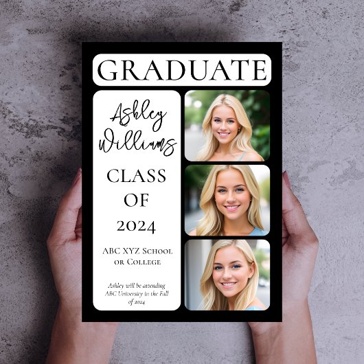 Klasse Elegant Minimalistisch Graduate 3 Foto Ankündigung
