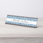 Klasse & Elegante Pastel Berufliche Blüten Schreibtischnamensplakette (Vorderseite )