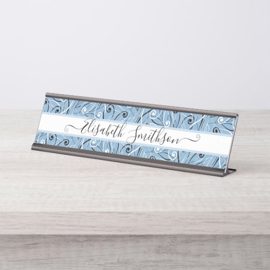 Klasse & Elegante Pastel Berufliche Blüten Schreibtischnamensplakette (Vorderseite )