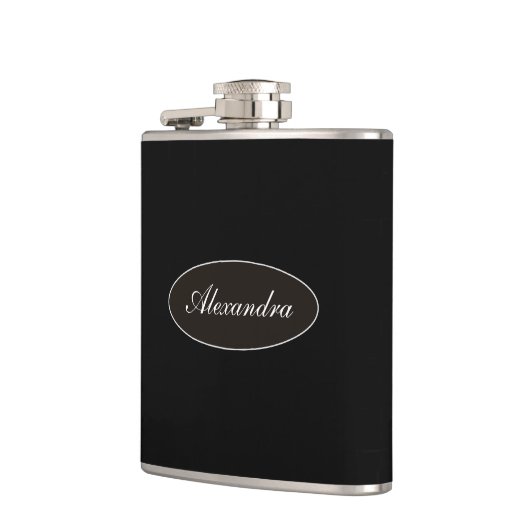 Klasse Eleganter Script-Individuelle Name Personal Flachmann (Links)