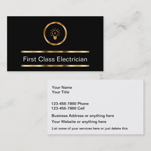 Klasse Elektriker Visitenkarte (Vorne/Hinten)