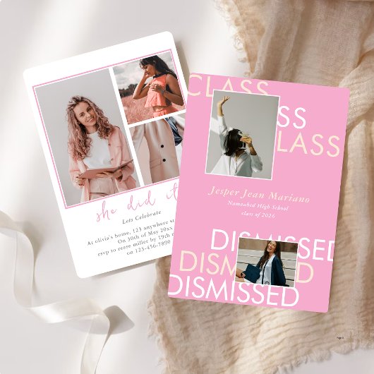 Klasse entlassen 2026 Foto Minimale Abschlussfeier Einladung