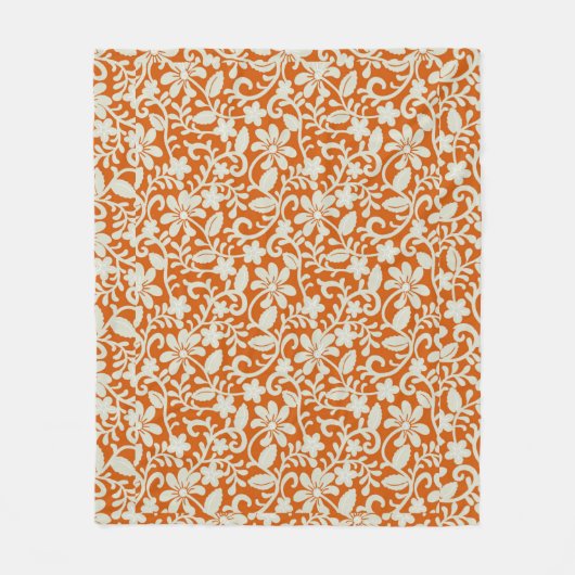Klasse floral Damask Burnt Orange Muster Fleecedecke (Vorderseite)