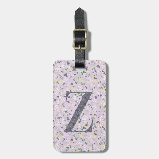 Klasse floral Mit Monogramm Letter Z leicht lila Gepäckanhänger (Vorderseite vertikal)