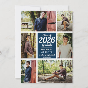 Klasse Foto Collage Blau Absolvent  Ankündigung