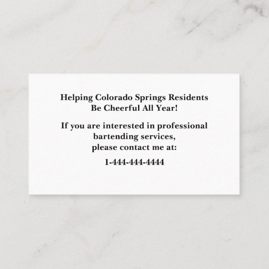 Klasse Glitzer Mixologe Barkeeper Business Card Visitenkarte (Rückseite)