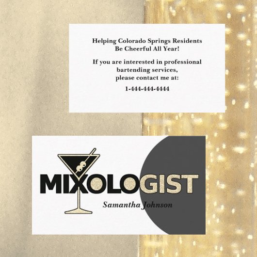 Klasse Glitzer Mixologe Barkeeper Business Card Visitenkarte