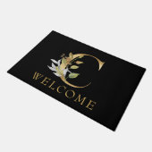 Klasse Gold Monogram C mit Blume Doormat Fußmatte (Schrägansicht)