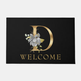 Klasse Gold Monogram D mit Blättern Doormat Fußmatte