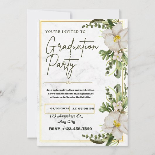 Klasse & Grace: Ein Abschluss Einladung (Vorderseite)