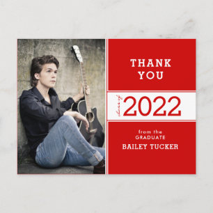 Klasse Jahr Hellrotes Foto Abschluss Vielen Dank Postkarte