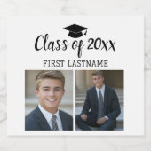 Klasse Jahr und Name Abschluss 2 Fotos klassisch Bierflaschenetikett (Einzelnes Label)