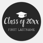 Klasse Jahr und Name - Farbe kann durch Schwarz ve Runder Aufkleber (Vorderseite)