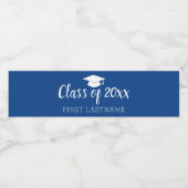 Klasse Jahr und Name - Graduation Cap Blue Wasserflaschenetikett (Einzelnes Label)